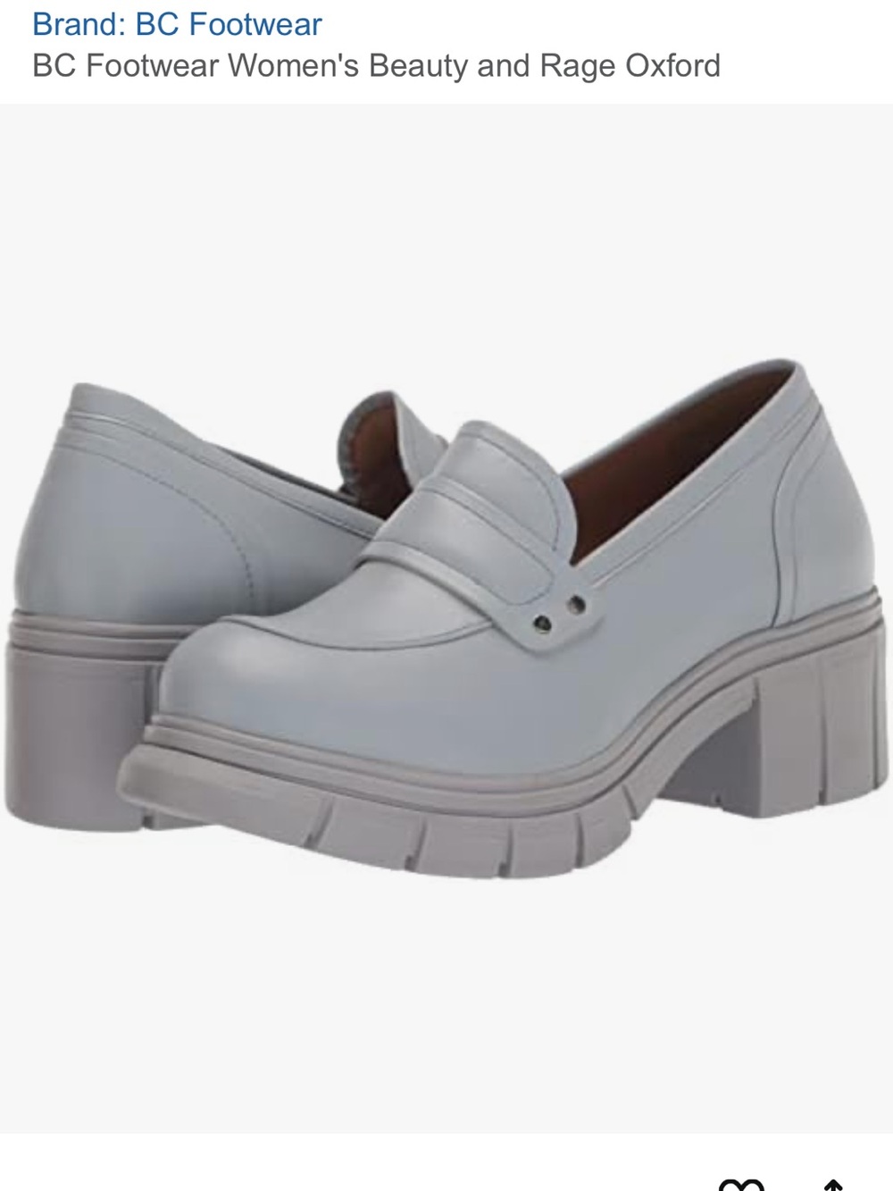 BC Footwear Womens Beauty & Rage Powder Blue Vegan Leather Block Heel Loafers 10